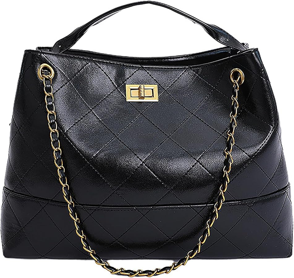 Quilted Two-Tone ToteBag For Women Faux Soft Leather Suede Purse Trendy Vintage Casual Shoulder H... | Amazon (US)