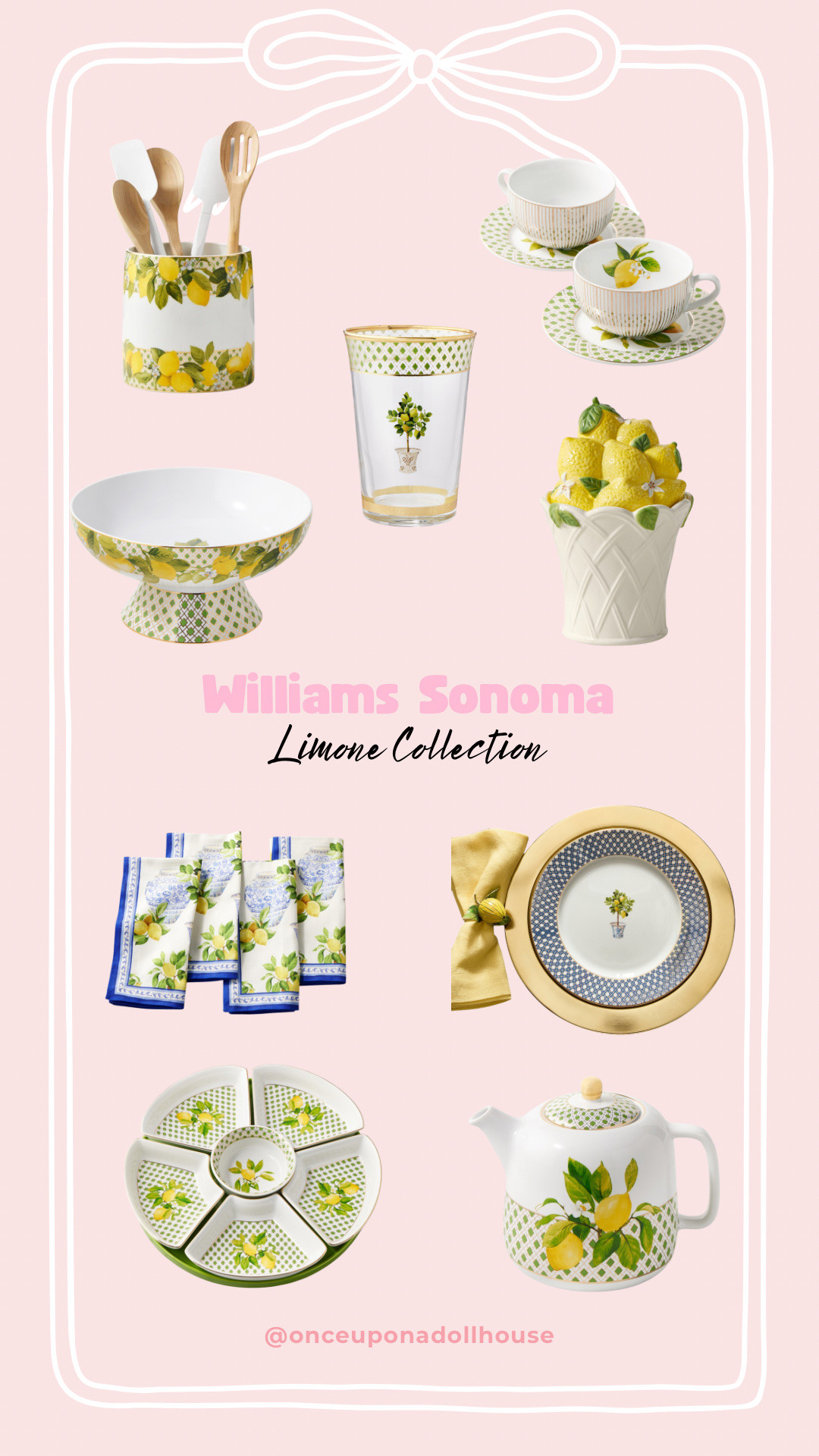 Williams Sonoma Limone Collection! 

Dinner plate, napkins, bowl, tray, cookie jar, tea pot

#LTKHome #LTKSeasonal