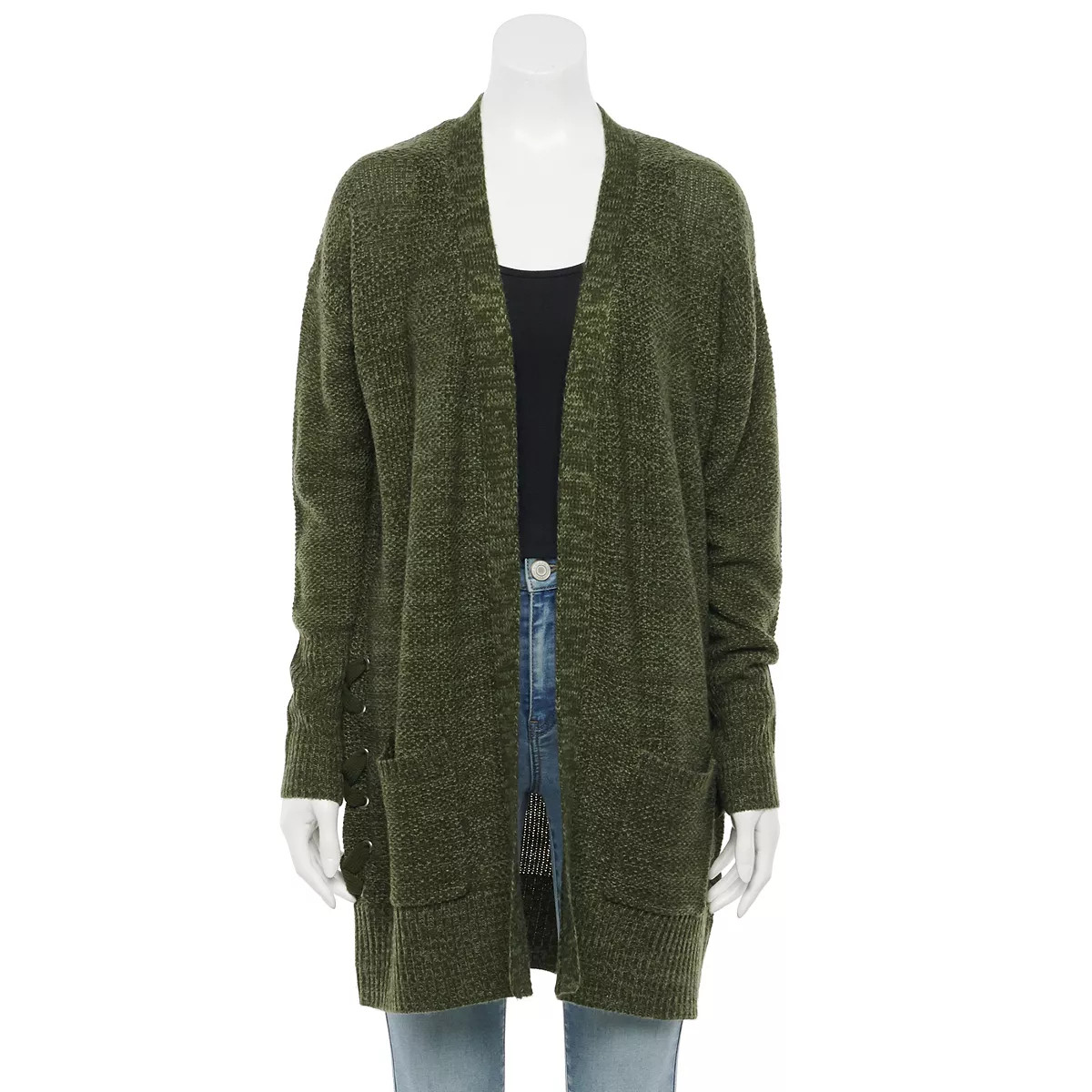Juniors' SO® Long Sleeve Side Grommet Cardigan Sweater | Kohl's