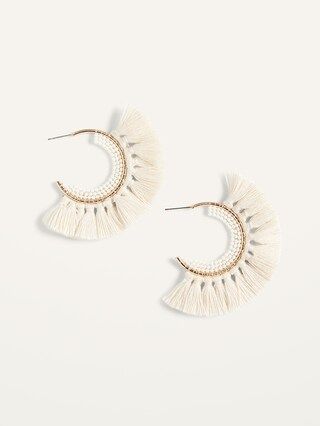 Gold-Toned Textile Tassel Hoop Earrrings for Women | Old Navy (US)