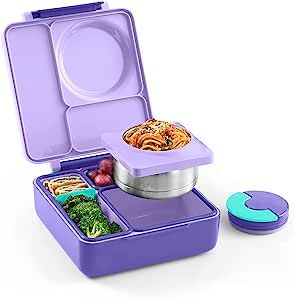 Omie OmieBox Insulated Bento Lunch Box with Leak Proof Thermos Food Jar-3 Compartments, Two Tempe... | Amazon (US)