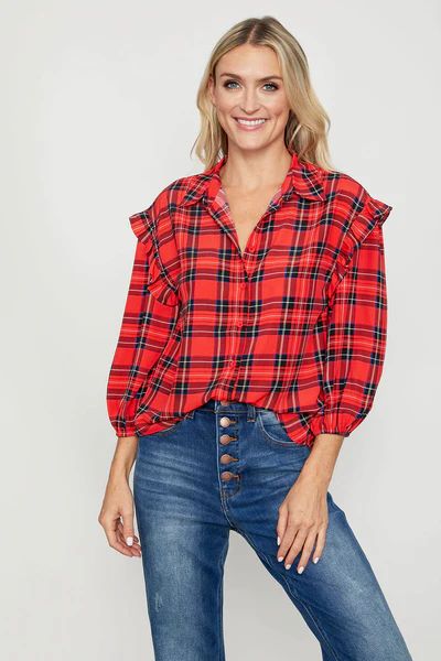 Sugarlips Tartan Plaid Button Down Top | Social Threads