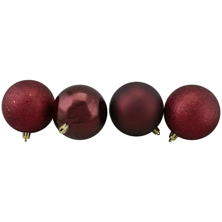 Northlight 60ct Shatterproof 4-Finish Christmas Ball Ornament Set 2.5" - Burgundy | Walmart (US)