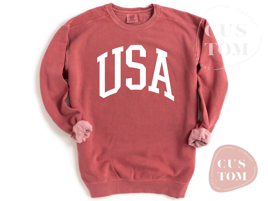Comfort Colors USA Sweatshirt, USA Sweatshirt, United States of America Sweatshirt, Big USA Retro... | Etsy (US)
