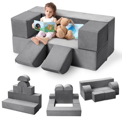 6PCS Modular Kids Play Sofa, Toddler Couch Play Couch for Playroom, Foam Modular Couch for Girls & Boys, Dark Grey | Target