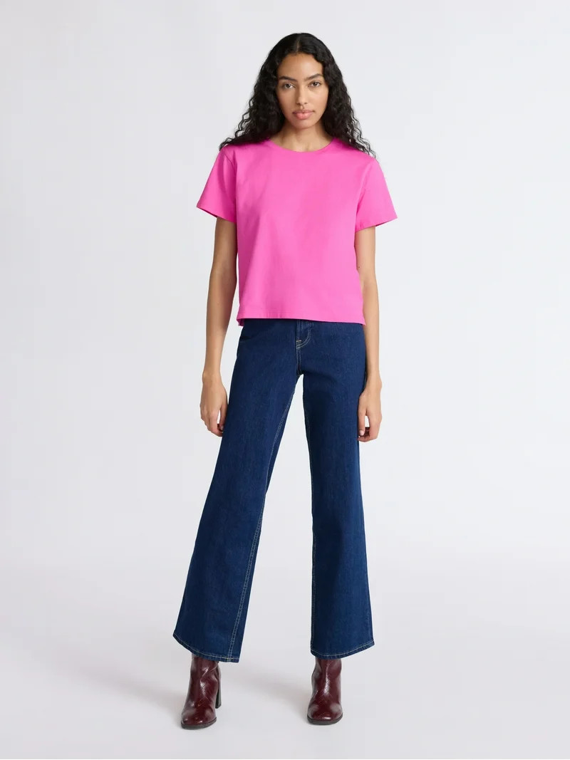Free Assembly Women's and Women's Plus Cotton Cropped Boxy Tee with Short Sleeves, Sizes XS-4X | Walmart (US)
