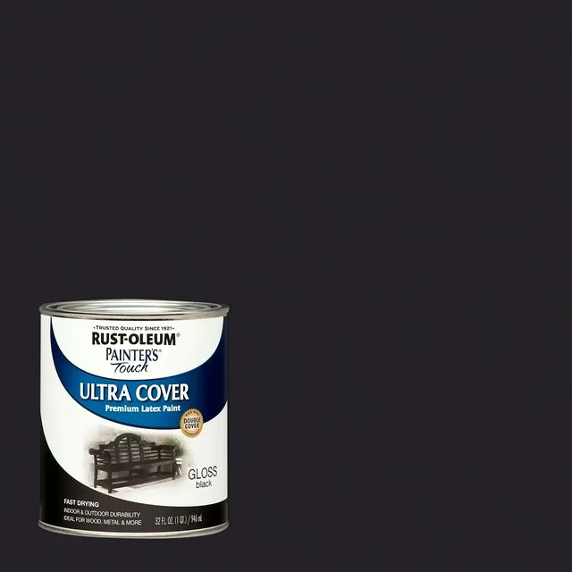 Black, Rust-Oleum Painter's Touch Ultra Cover Gloss Premium Latex Paint-276166, Quart | Walmart (US)