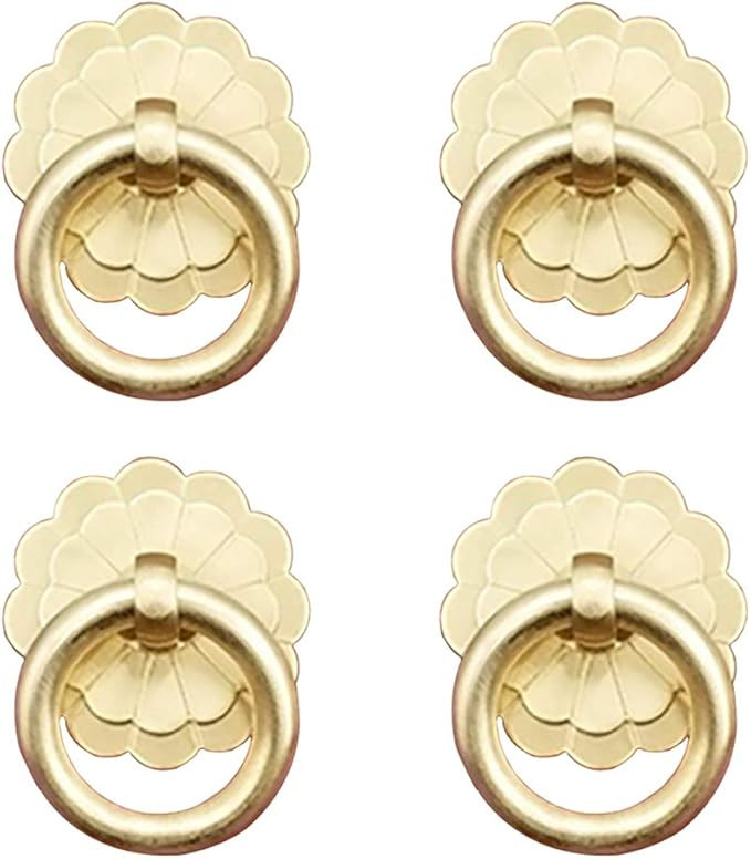 Tiazza 4Pcs Antique Brass Ring Pulls Handle Kitchen Cabinets Wardrobe Drawer Vintage Furniture Ha... | Amazon (US)