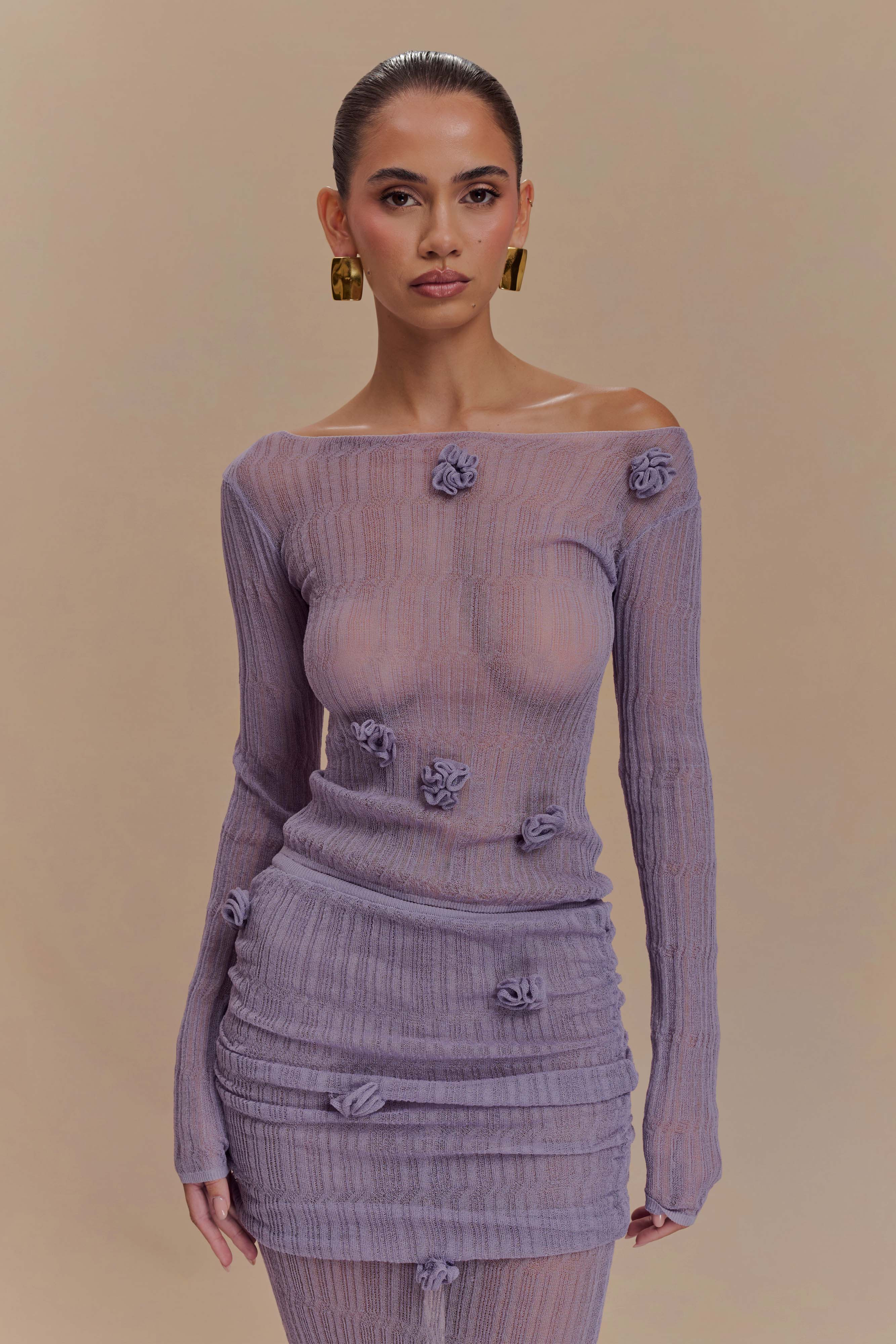 Orianna Orchid Long Sleeve Knit Top - Orchid | MESHKI US