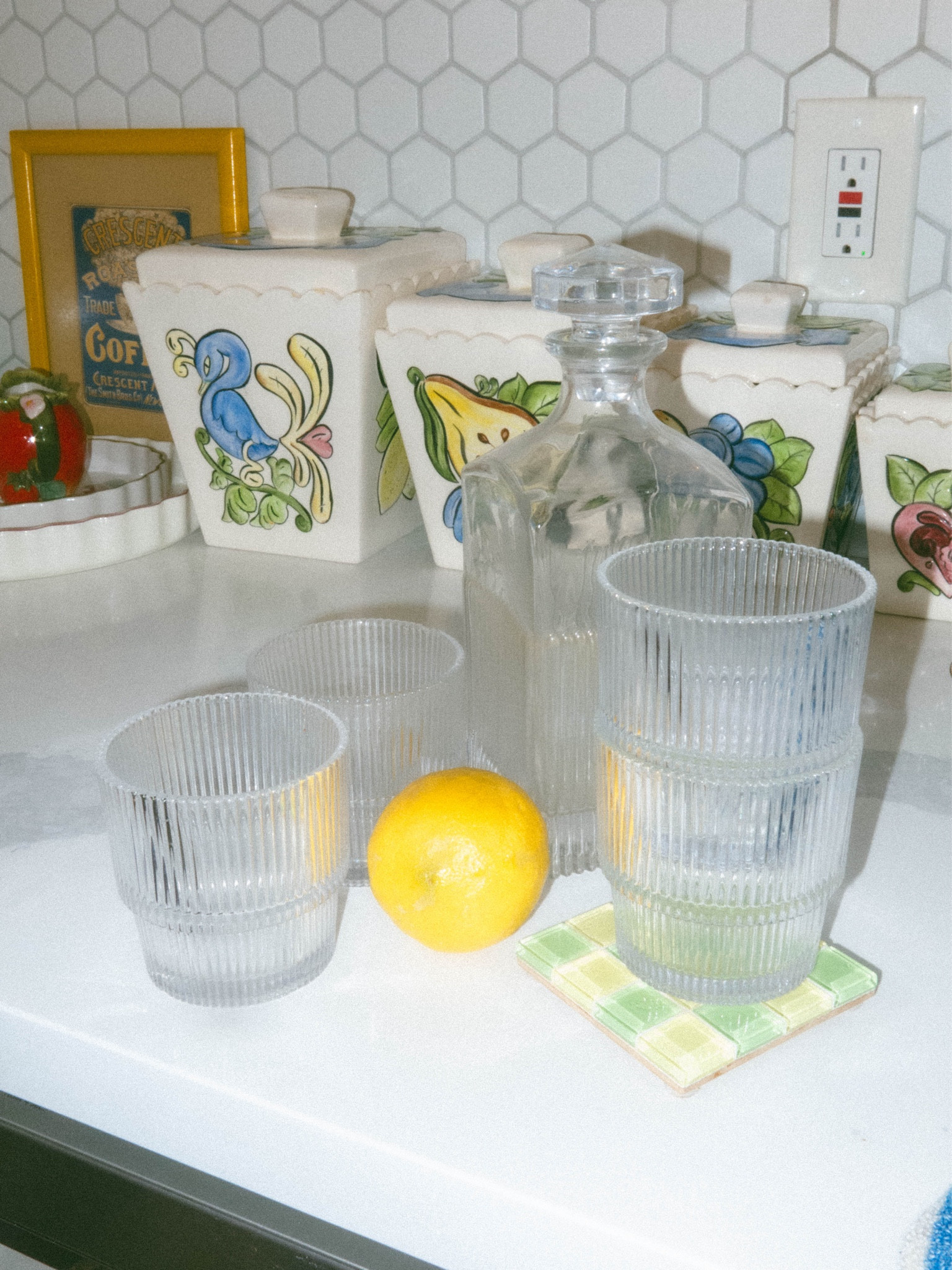Crate and barrel glass and decanter set
