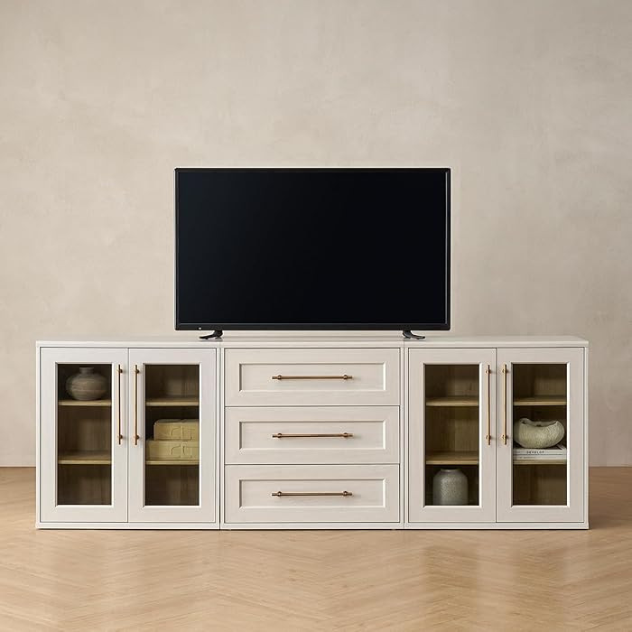mopio Blake 3 Piece Entertainment Center with Storage, Modern Farmhouse Modular Storage Cabinet D... | Amazon (US)