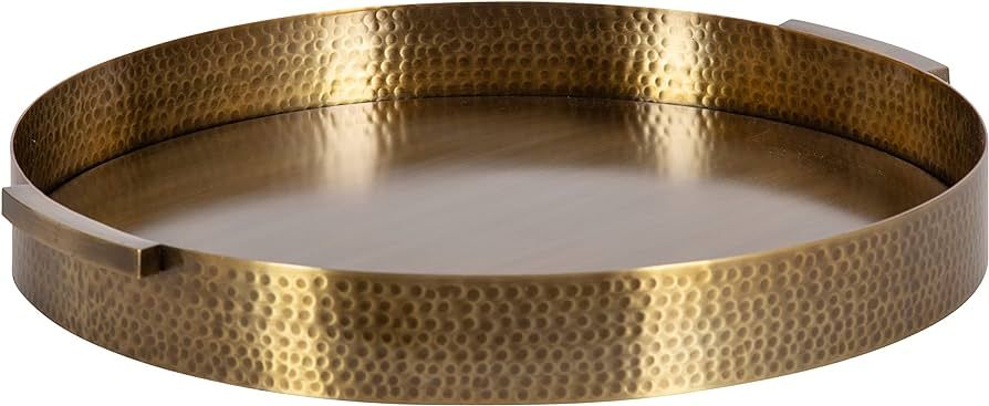 Kate and Laurel Samana Modern Glam Polished Metal Decorative Round Tray with Hammered Surface and... | Amazon (US)