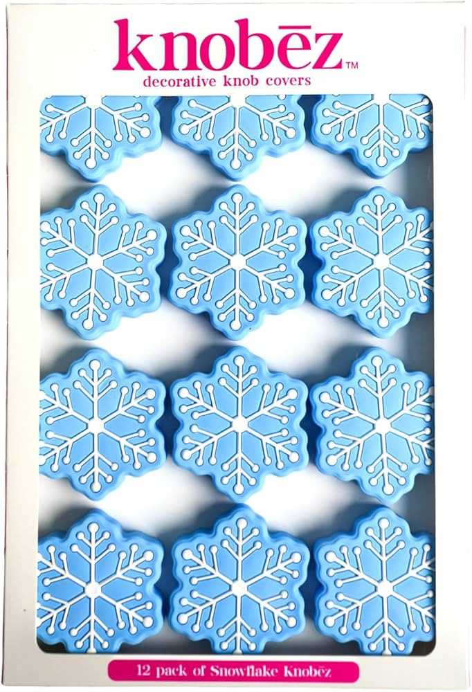 Knobēz: Decorative Knob Covers - Snowflake - 12pk, Blue - Stretch Over Hardware Decorations, Hol... | Amazon (US)