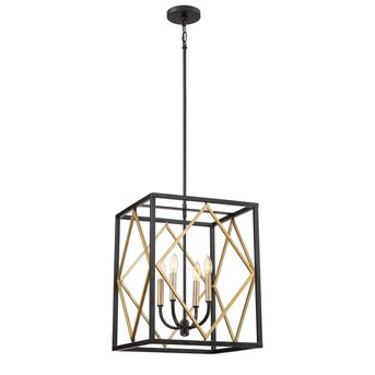 Quoizel Platform Black with Gold Transitional Square Pendant Light | Lowe's