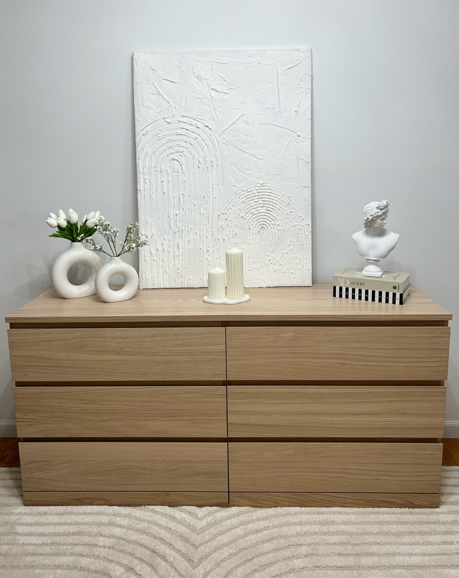 VANILLA AESTHETIC DRESSER DECOR 🤍🍦✨ | dresser - Ikea, decor - Amazon, painting - DIY 

#LTKhome #LTKunder100 #LTKstyletip