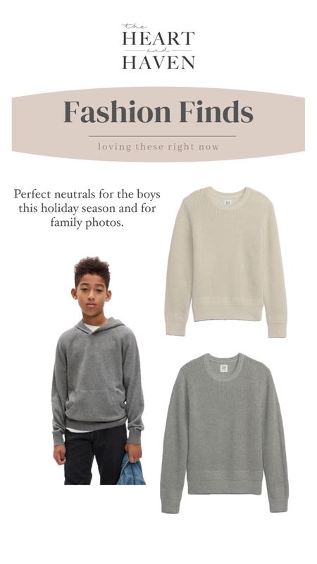 Boy sweaters for family photos.  40% off right now.  Also including their FAVORITE sweatshirt that is Sherpa lined.  I get one every season. 
