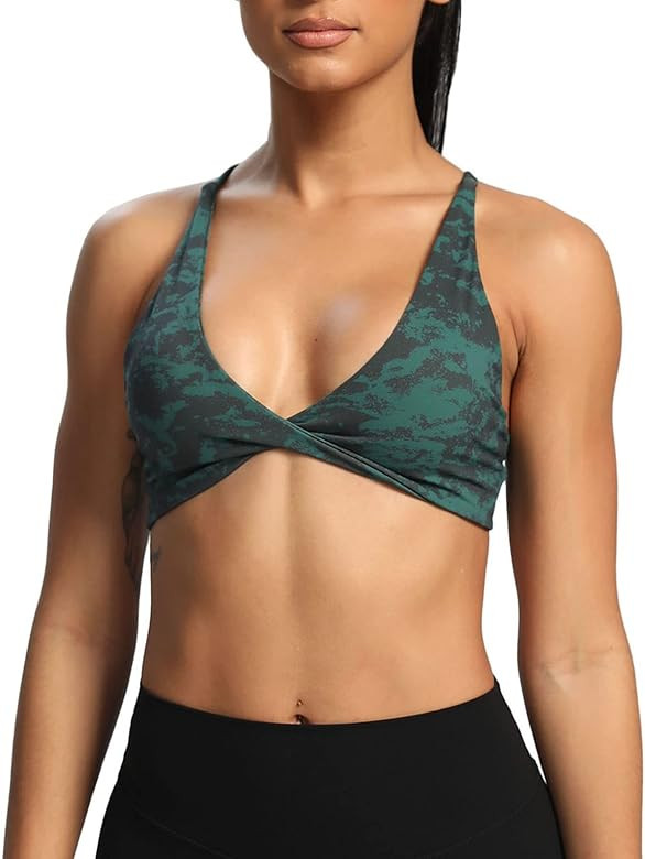 Aoxjox Women's Workout Sports Bras Fitness Backless Padded Sienna Low Impact Bra Yoga Crop Tank Top | Amazon (US)