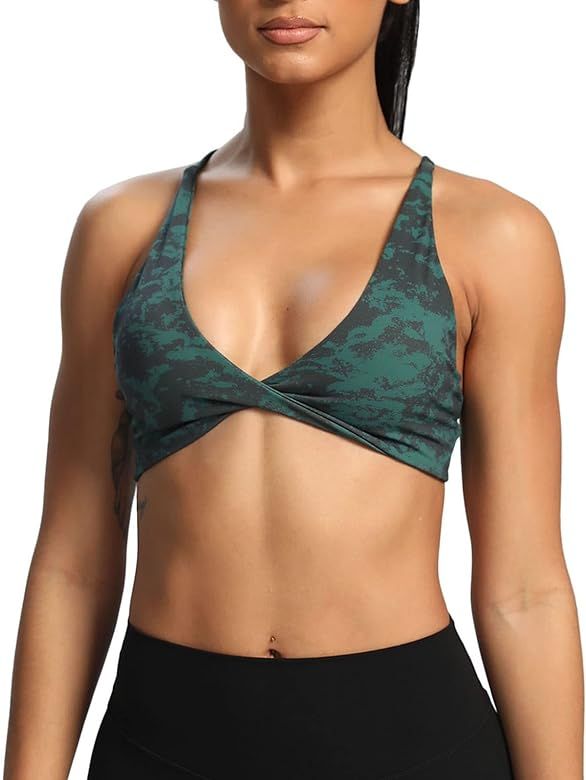 Aoxjox Women's Workout Sports Bras Fitness Backless Padded Sienna Low Impact Bra Yoga Crop Tank Top | Amazon (US)