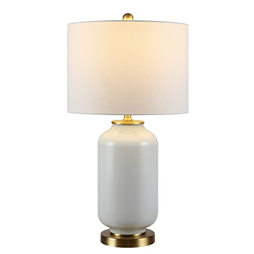 SAFAVIEH Lighting Collection Amaia Modern Contemporary White Glass 26-inch Bedroom Living Room Ho... | Amazon (US)