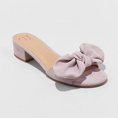 Women's Hyleta Knotted Bow Heeled Mules - A New Day™ Lavender 5 | Target