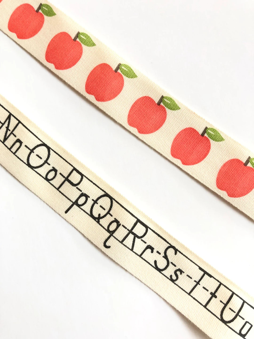 3/4” Ivory Cotton Canvas Ribbon, by the Yard, Apple or Alphabet, Gift for Teacher, Gift Wrap, B... | Etsy (US)