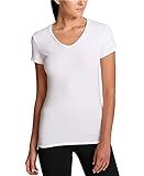 DKNY Women's Summer Tops Short T-Shirt, White V-Neck with Small Logo on Sleeve, XS | Amazon (US)