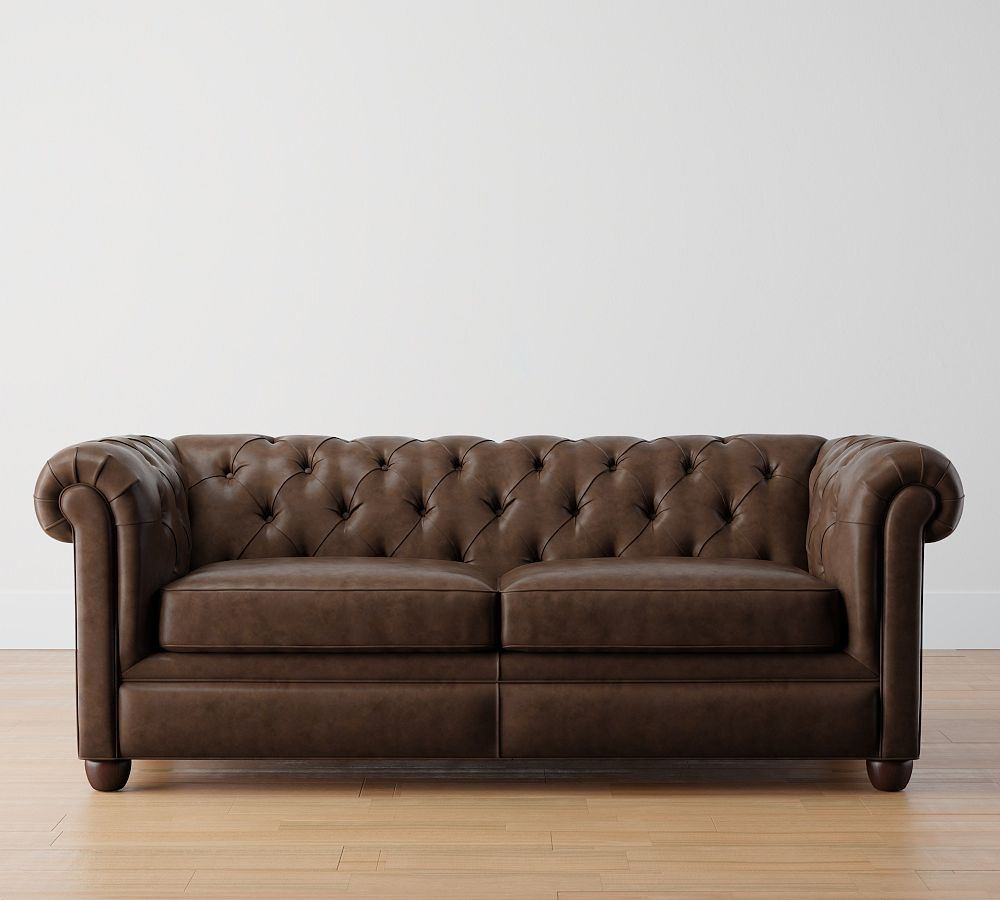 Chesterfield Roll Arm Leather Sofa (65"&ndash;96") | Pottery Barn (US)
