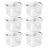 Sterilite 12178006 1.5 Bushel/53 Liter Ultra Square Laundry Basket, White Basket w/ Titanium Inserts | Amazon (US)