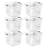 Sterilite 12178006 1.5 Bushel/53 Liter Ultra Square Laundry Basket, White Basket w/ Titanium Inserts | Amazon (US)