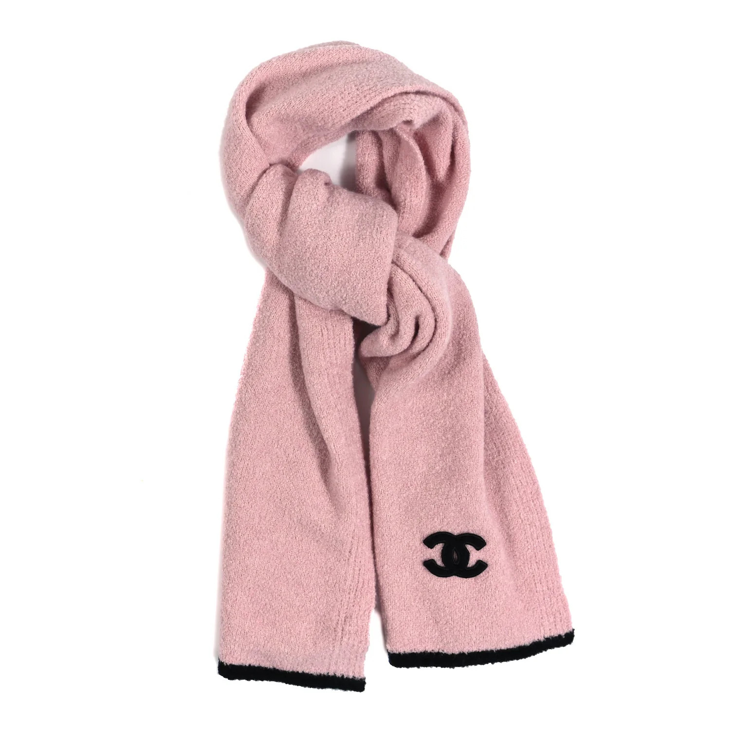 Cashmere Silk Knit CC Scarf Pink Black | FASHIONPHILE (US)