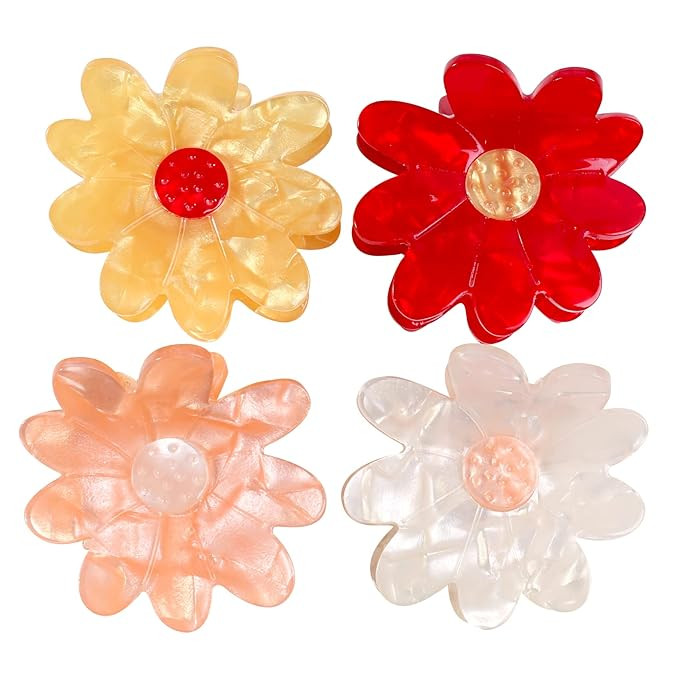 Jayongnee clip Flower Hair Claw Clips for Women, Daisy Hair Clips with Strong Hold, Flora Shaped ... | Amazon (US)