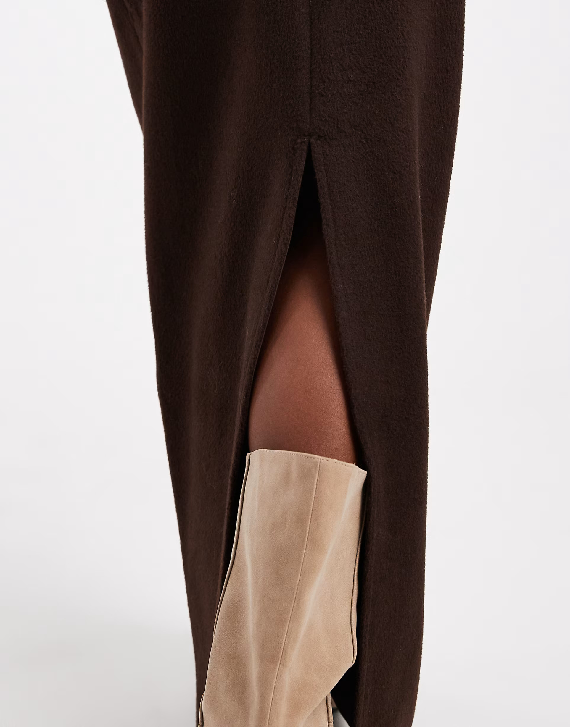 4th & Reckless wool feel back split maxi skirt co-ord in chocolate brown | ASOS | ASOS (Global)