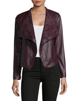 Drape Front Faux Leather Jacket | Lord & Taylor