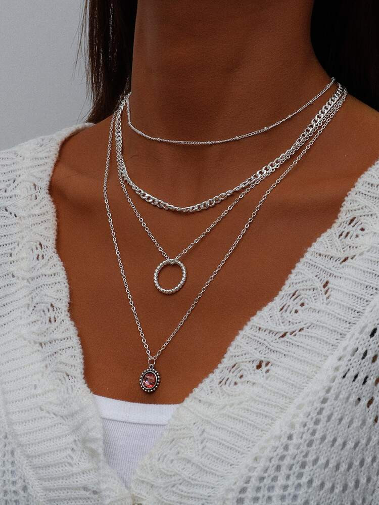 Circle Charm Layered Necklace | SHEIN