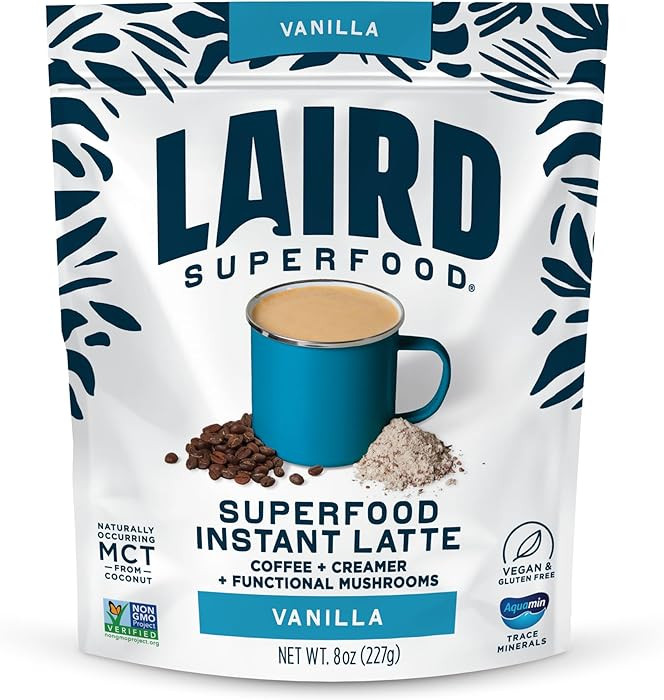 Laird Superfood Vanilla Instant Latte, Non-Dairy, Superfood Creamer, Gluten Free, Non-GMO, Vegan,... | Amazon (US)
