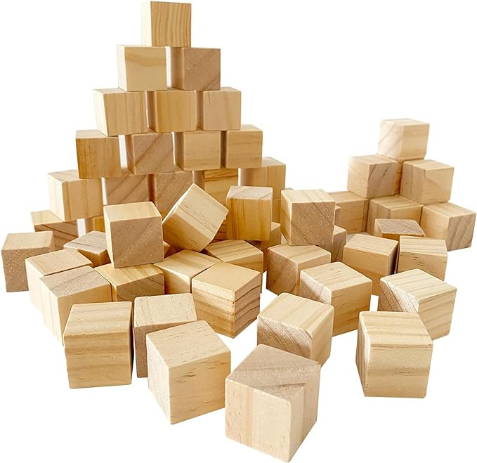 Unfinished Wooden Cubes,Pack of 50 Wood Blocks for Crafting,1 Inch Wood Square Blocks for Crafts ... | Amazon (US)