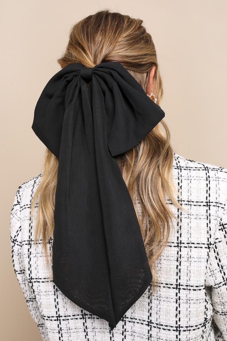 Dramatic Refinement Black Oversized Bow Hair Clip | Lulus (US)