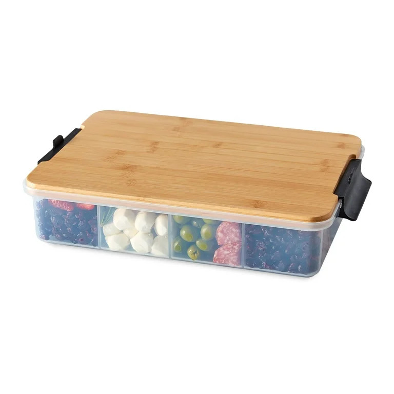 Farberware Build-a-Board SnackleBox with Locking Bamboo Cutting Board Lid, Portable Charcuterie S... | Walmart (US)