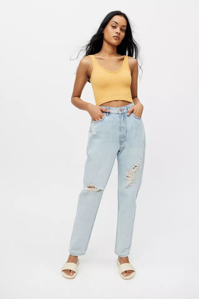 BDG High-Waisted Mom Jean – Ripped Light Wash | Urban Outfitters (US and RoW)