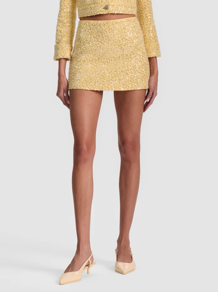 ECENIA EMBELLISHED TWEED MINI SKIRT | Alice + Olivia