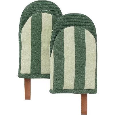 Folkulture Mini Oven Mitts Heat Resistant | Set of 2 (5.75 x 9) Green Oven Mitts with Hanging Loo... | Target