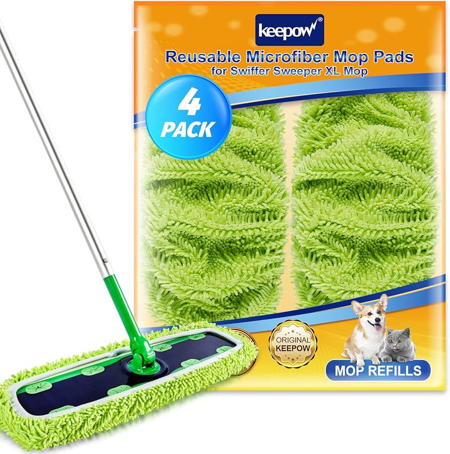 KEEPOW Reusable XL Mop Pads Compatible with Swiffer XL Sweeper, X-Large Dry Sweeping Cloths, Wet ... | Amazon (US)