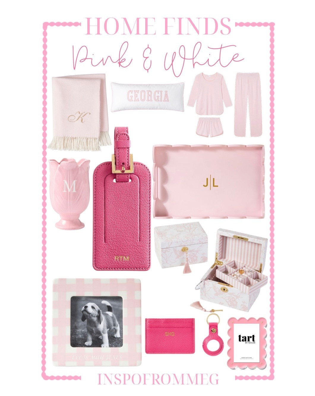 Pink & white home finds to sweeten up your space 💕✨
Monograms, scallops, and allll the feminine details — yes please!
Tap to shop these adorable picks on my LTK!

#inspoFromMeg #LTKhome #LTKfinds #pinkandwhite #homedecor #grandmillennialstyle #prettythings #preppyhome #decorobsessed #giftideas #homefavorites #girlystyle #cutedecor #aestheticdecor #monogramlover

#LTKFindsUnder100 #LTKTravel #LTKGiftGuide