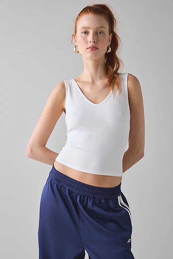 BDG Vee Neck Tank Top in White, Women's at Urban Outfitters | Urban Outfitters (US and RoW)