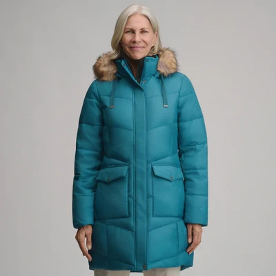 Women's Lodge Cascadian Down Hooded Parka - Meridian Blue / Plus / XS | Eddie Bauer US & CA