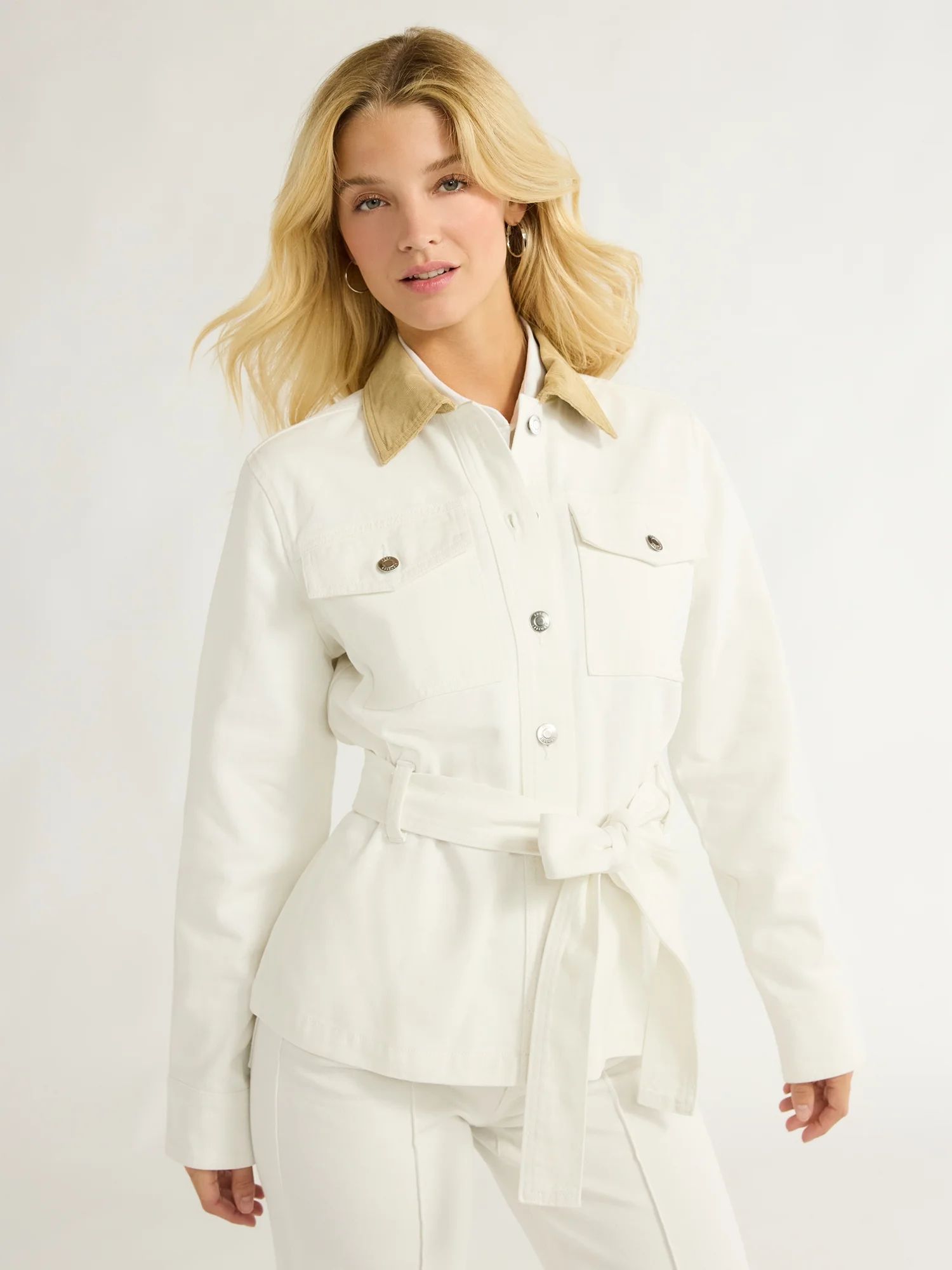 Free Assembly Women's Belted Cotton Utility Jacket, Sizes XS-XXL | Walmart (US)