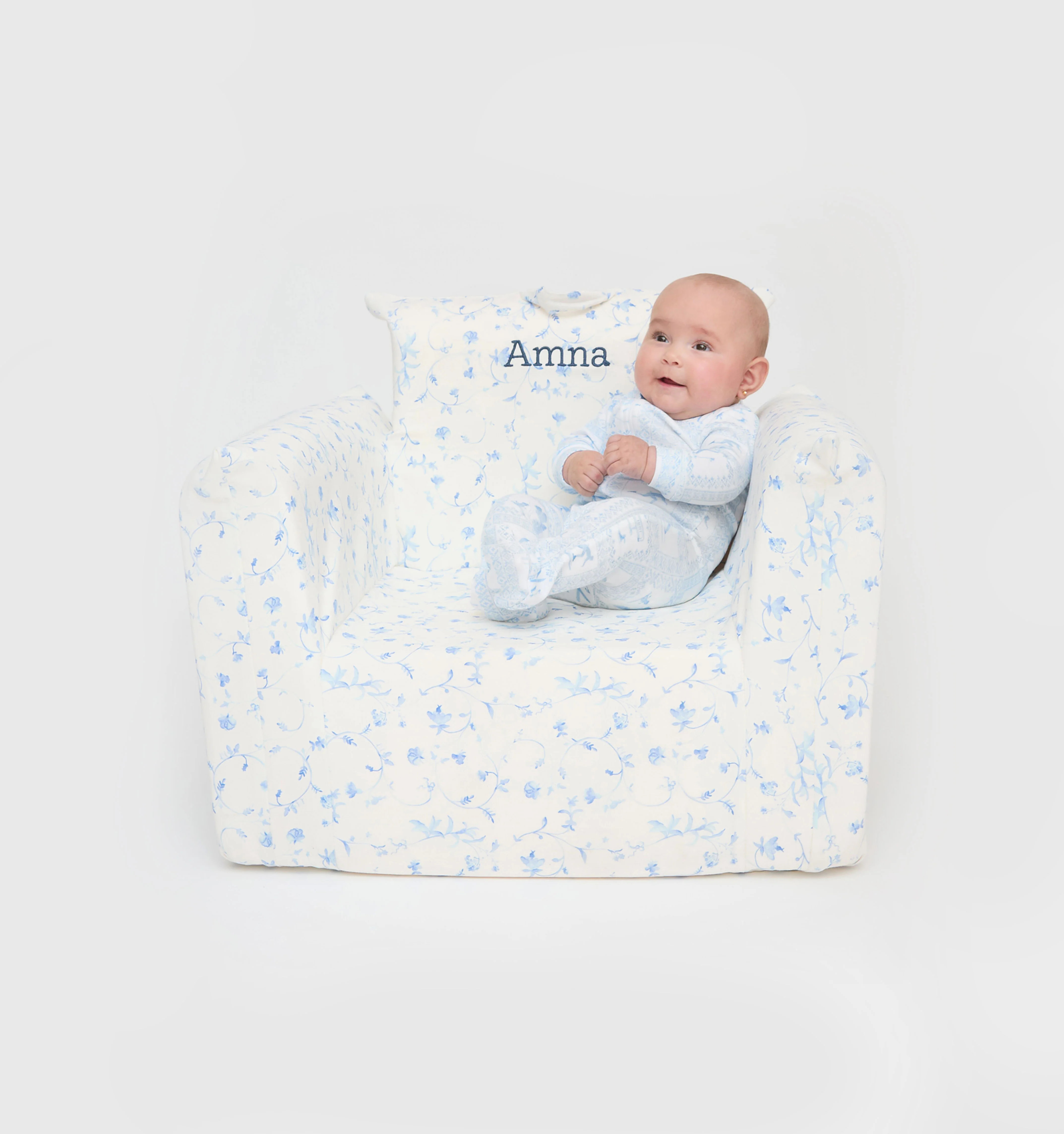 Mini Chair | The Hill House x Nestig Hug Blue Botanical | 100% Cotton | Hill House Home | Hill House Home US