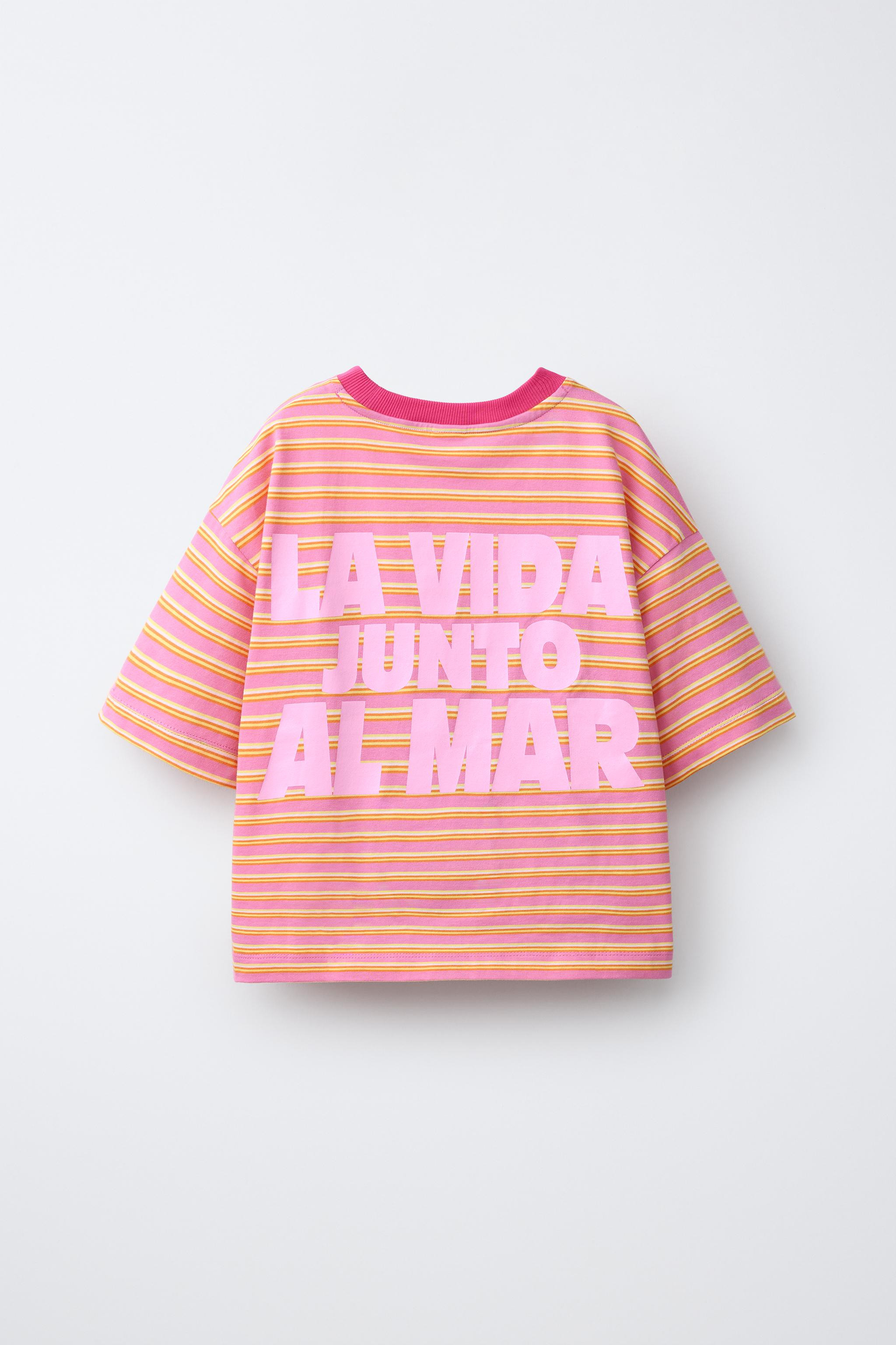 STRIPED T-SHIRT WITH PRINT | Zara UK