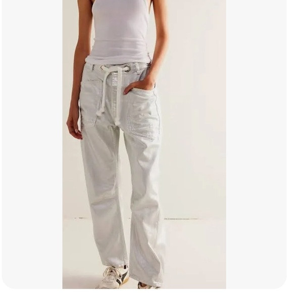 NWT sz 27 Free People silver Moxie barrel jeans | Poshmark