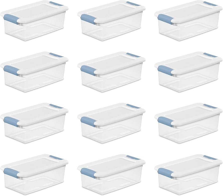 Sterilite 6 Qt Latching Storage Box, Stackable Bin with Latch Lid, Organize Linens, Towels, Cloth... | Amazon (US)